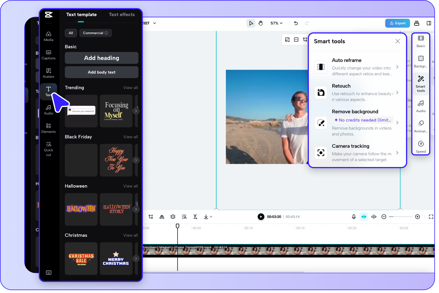 Bearbeiten und erstellen Sie Clips nach Ihren Wünschen.